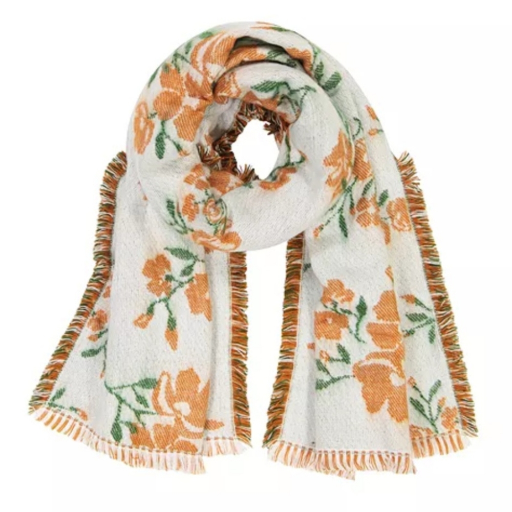 Tahari Two-Sided Women Blanket Scarf Wrap Floral And Plaid NEW